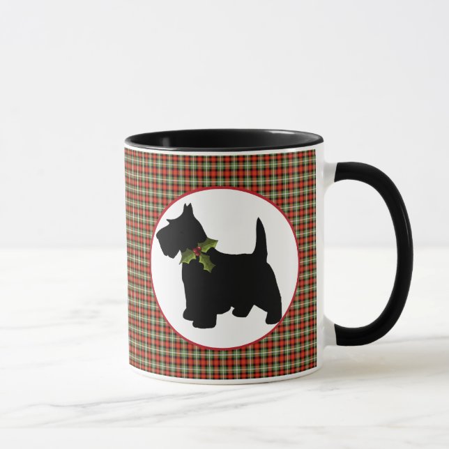 Scottie Dog Scotch Plaid Christmas Mug (Right)