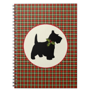 Scottie Dog Scotch Plaid Christmas Notebook