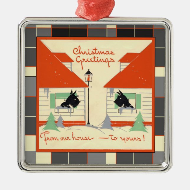 Scottie Dog, Scottish Terrier Merry Christmas Metal Tree Decoration (Front)