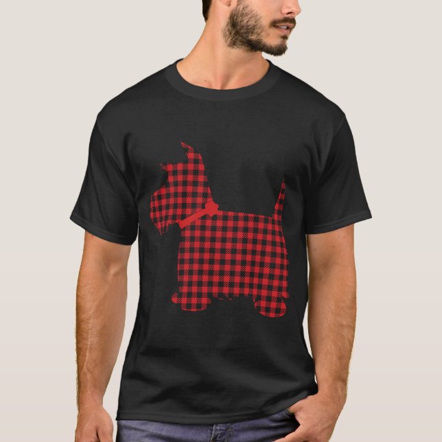 Scottie Dog Scottish Terrier Red Black Buffalo Pla T-Shirt (Front)