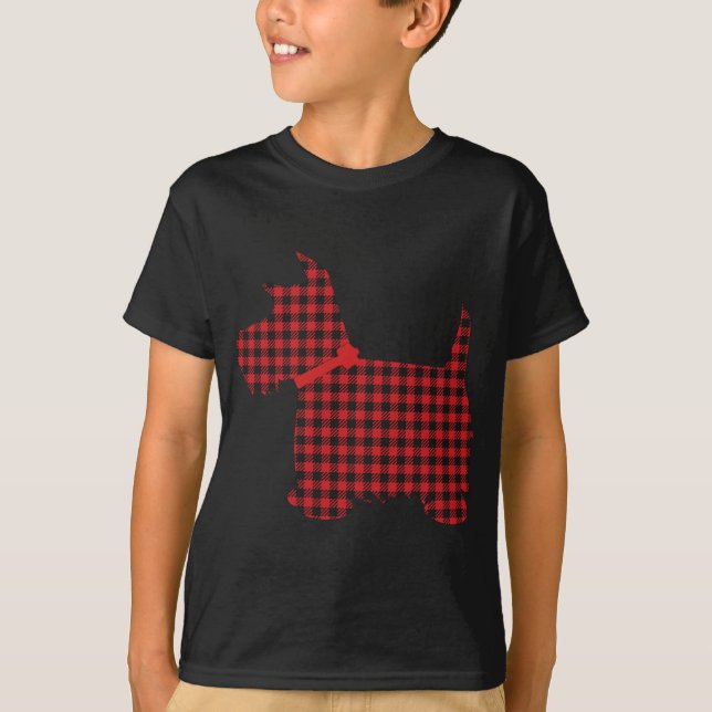 Scottie Dog Scottish Terrier Red Black Buffalo Pla T-Shirt (Front)