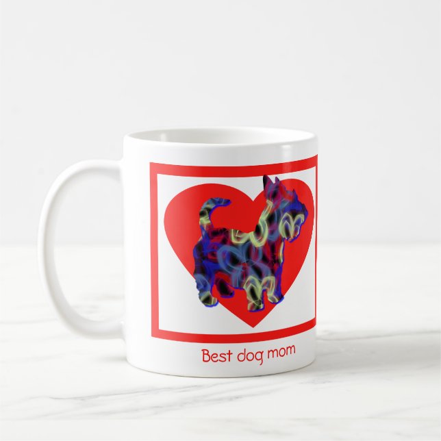 Scottie Dog Silhouette Valentines Day Red Heart Coffee Mug (Left)