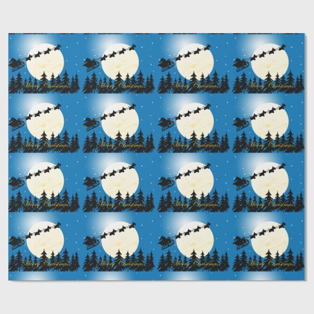 Scottie Dog Sleigh Wrapping Paper (Flat)