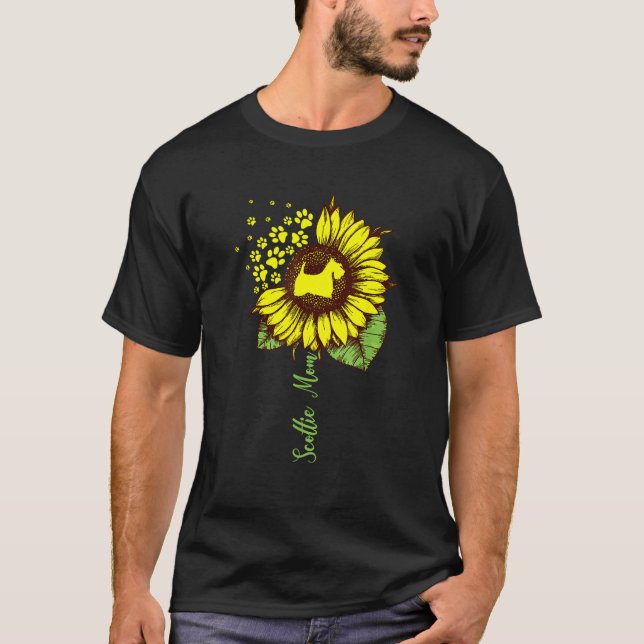 Scottie Dog Sunflower Dog Lover Scottish Terrier D T-Shirt (Front)