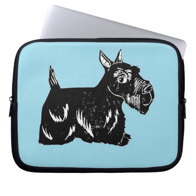 Scottie Dog with Blue Laptop Sleeve (Front)