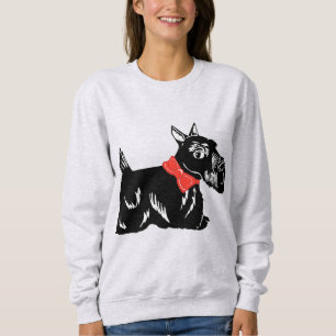 Scottie Dog with Red Bow Women's Raglan Sweatshirt