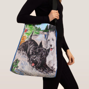 Scottie dogs Blackie and Whitie fishing Crossbody Bag