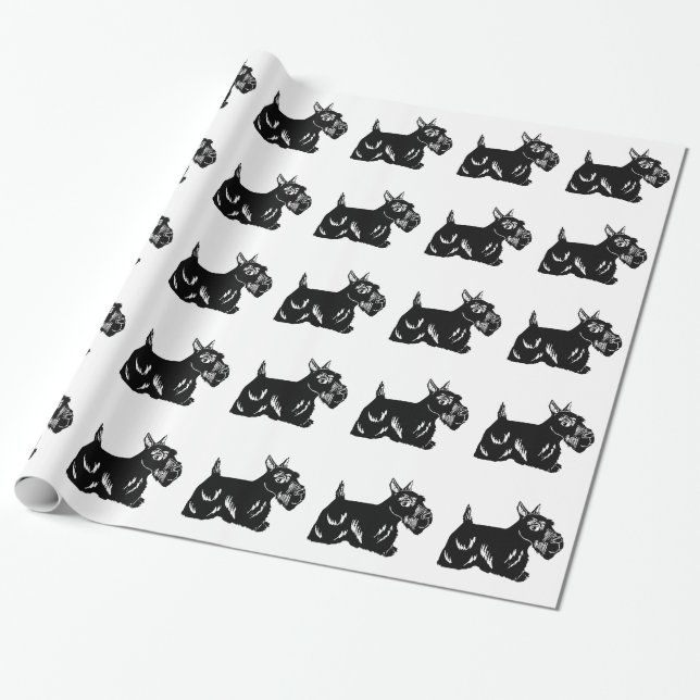 Scottie Dogs Pattern Wrapping Paper (Unrolled)