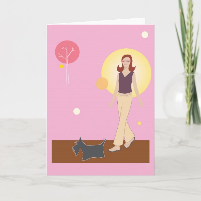 Scottie Gal Walking - Greeting Card (Front)