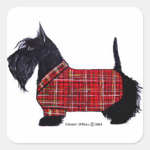 Scottie Holiday Jacket Square Sticker