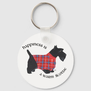 Scottie in Red & Blue Plaid Sweater Key Ring