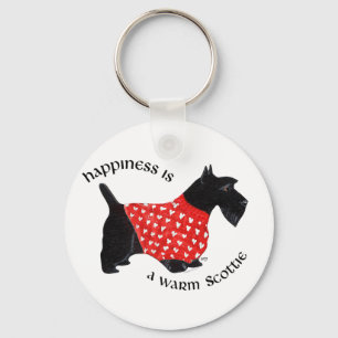 Scottie in Red Plaid Sweater Key Ring