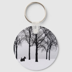 Scottie in Snowy Woods Key Ring