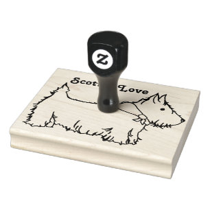 Scottie Love Scottish Terrier Dog Custom Rubber Stamp