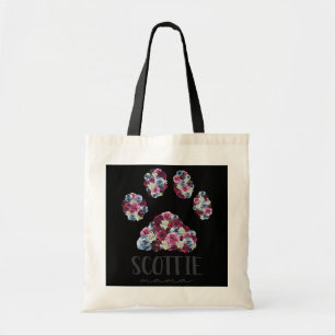 Scottie Mama Floral Dog Paw Scottish Terrier Mum Tote Bag