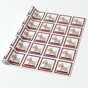 Scottie No 8 Wheaten Checkers Wrapping Paper