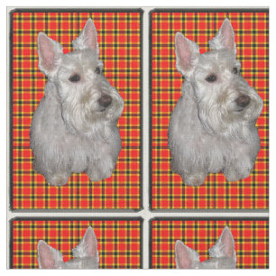 Scottie on Plaid Fabric
