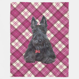 Scottie on Tartan Fleece Blanket