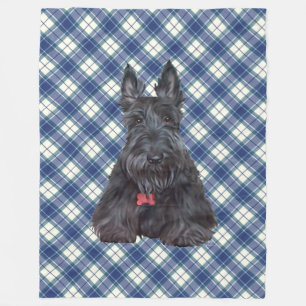 Scottie on Tartan Fleece Blanket