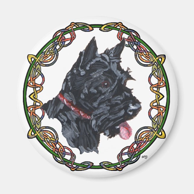 Scottie Portrait Celtic Knotwork Magnet (Front)