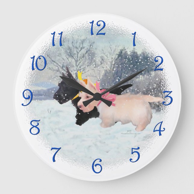 Scottie Pups Large Clock (Front)
