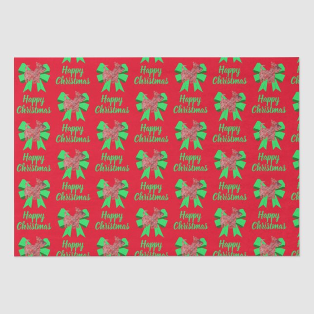 Scottie Silhouette Christmas Dog & Bow Red Tissue Paper (Front)