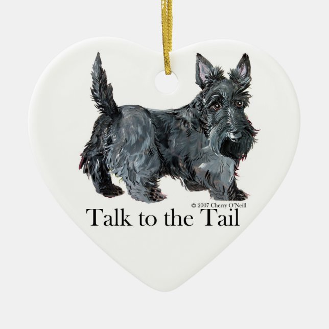 Scottie Talk to the Tail Ceramic Tree Decoration (Front)