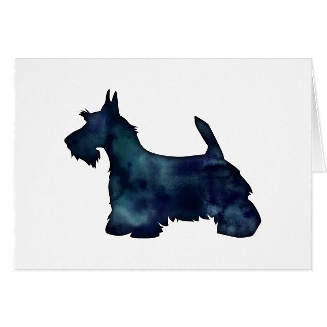 Scottie Terrier Black Watercolor Silhouette Card (Front Horizontal)