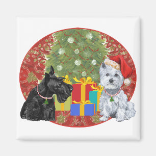 Scottie & Westie Christmas Magnet