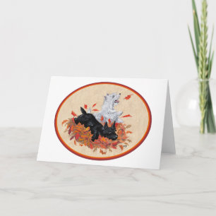 Scottie & Westie Fallen Leaves Card