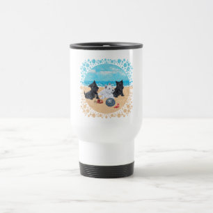 Scottie & Westie Pups at the Beach Travel Mug