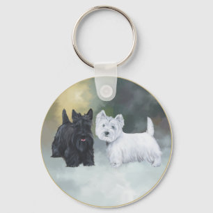 Scottie Westie Wintertime Key Ring