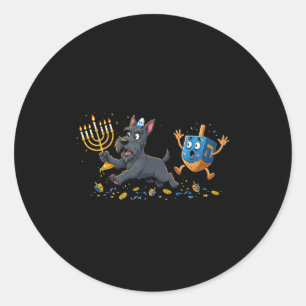 Scottierrier Dreidel Menorah Hanukkah Kids Womens Classic Round Sticker