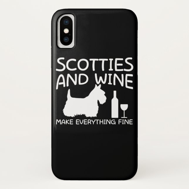 Scotties Dog Wine Make Everything Fine Case-Mate iPhone Case (Back)