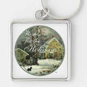 Scotties in Winter, Home for the Holidays Key Ring