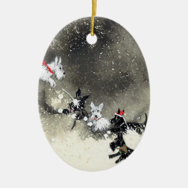 Scotties' Snowfight Ornament (Front)
