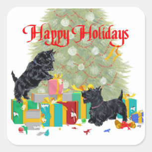 Scotties Sort the Christmas Gifts Square Sticker
