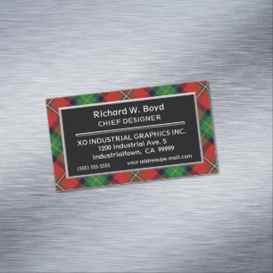 Scottish Accent Clan Boyd Tartan Magnetic Business Card