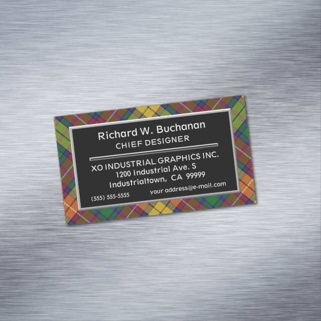 Scottish Accent Clan Buchanan Tartan Magnetic Business Card (In Situ)