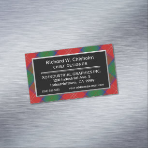 Scottish Accent Clan Chisholm Tartan Magnetic Business Card