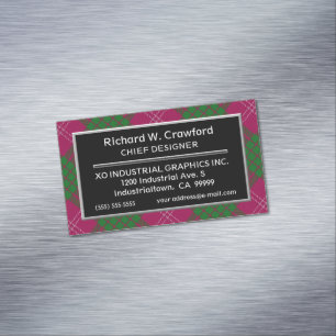 Scottish Accent Clan Crawford Tartan Magnetic Business Card