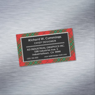 Scottish Accent Clan Cumming Red Tartan Magnetic Business Card