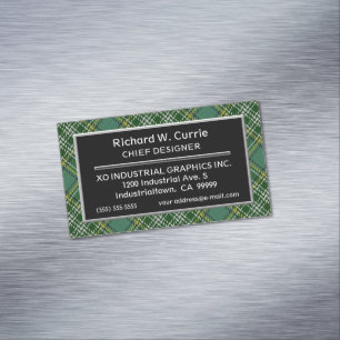 Scottish Accent Clan Currie Tartan Magnetic Business Card