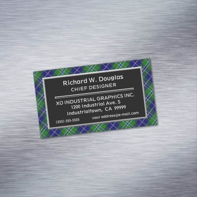 Scottish Accent Clan Douglas Tartan Magnetic Business Card (In Situ)