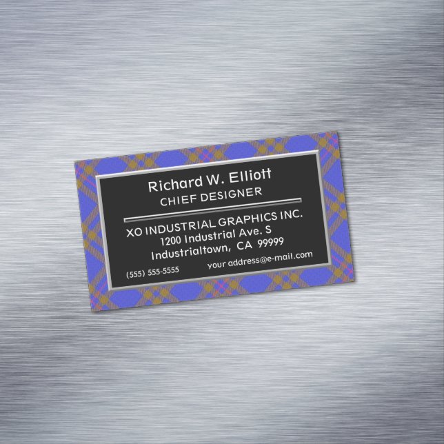 Scottish Accent Clan Elliot Elliott Tartan Magnetic Business Card (In Situ)