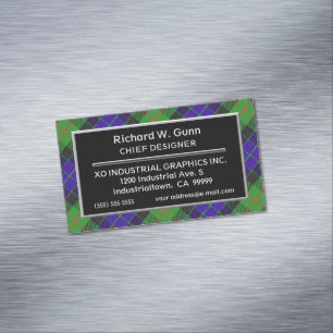 Scottish Accent Clan Gunn Tartan Magnetic Business Card