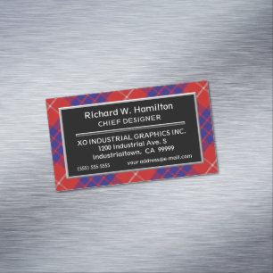 Scottish Accent Clan Hamilton Tartan Magnetic Business Card