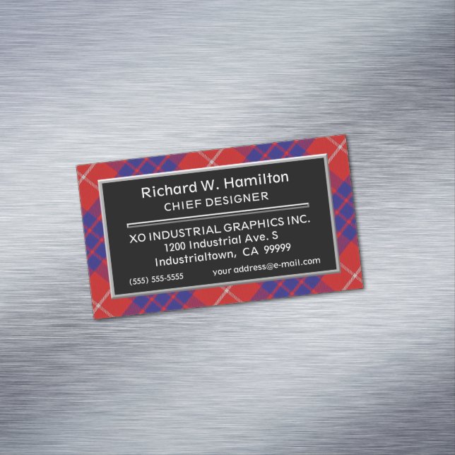 Scottish Accent Clan Hamilton Tartan Magnetic Business Card (In Situ)