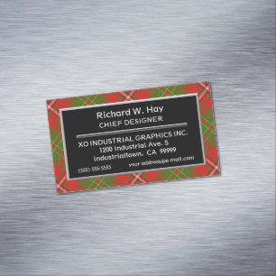 Scottish Accent Clan Hay Tartan Magnetic Business Card