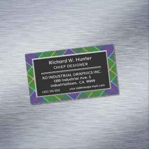 Scottish Accent Clan Hunter Tartan Magnetic Business Card